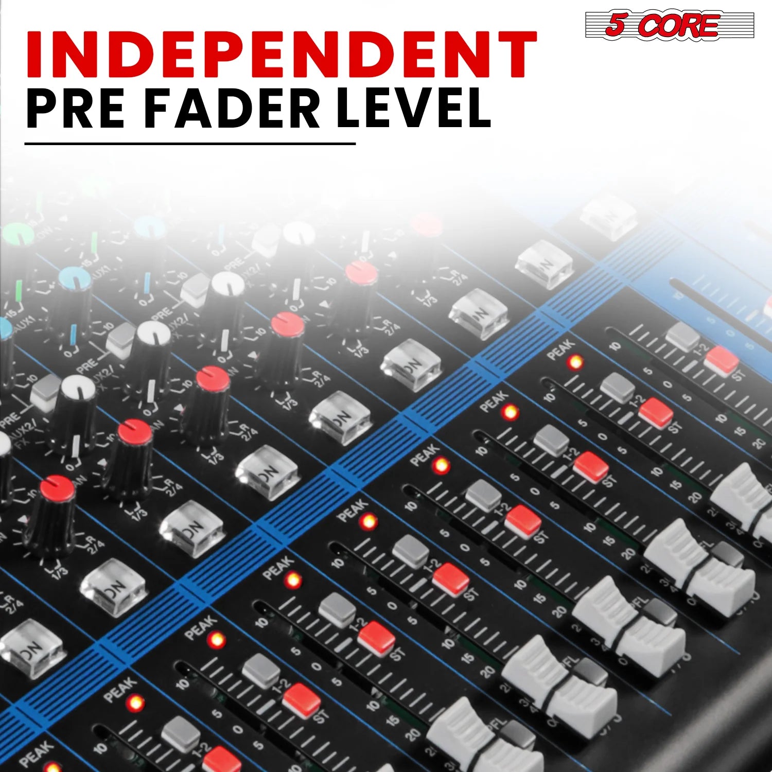 5Core Audio DJ Mixer 16 Channel Sound Board Console W 24 SPX Effect 48V Phantom Power